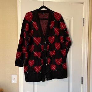 torrid Black Cardigan with Red Heart Pattern